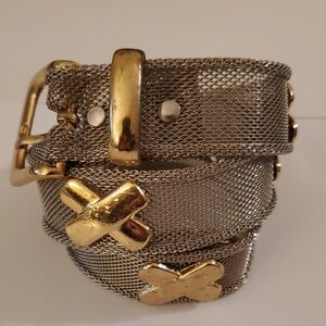 New Gold X and Silver Mesh Metal Women's Belt In 4 Sizes 28", 31"; 34" &…